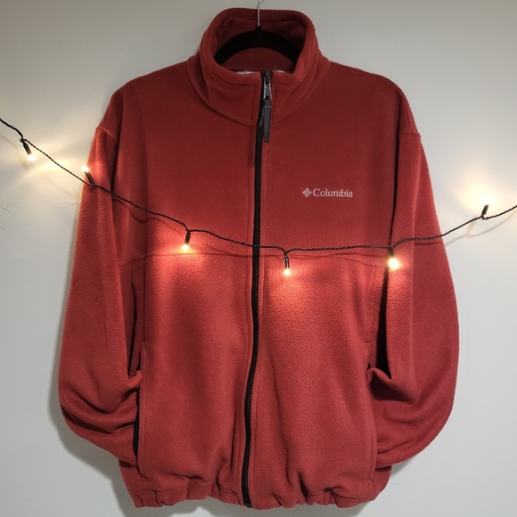 Columbia Men's Medium Red Full Zip Fleece Jacket - Picture 4 of 10
